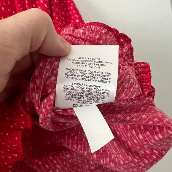 Express Red Polka Dot crop Top Cinched Waist Tank Top Springy Flowy Loose Fit - Picture 2 of 11